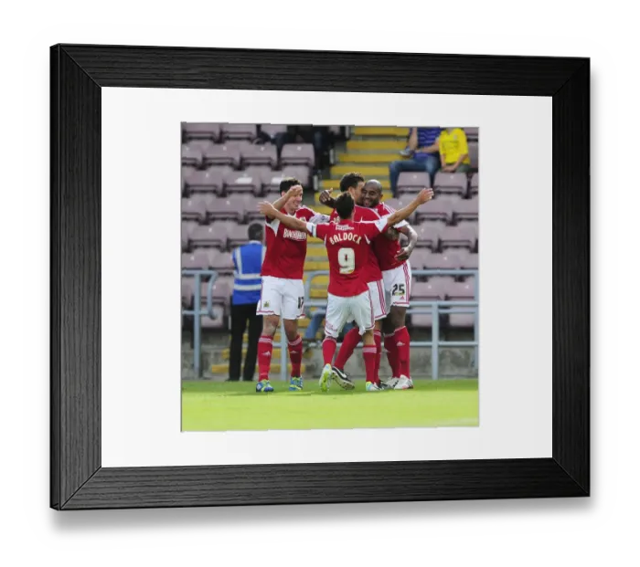 Framed Print : Bristol City's Marvin Elliott Celebrates Goal Against Coventry City - Sky Bet League One Rivalry Framed Print : Bristol City's Marvin Elliott Celebrates Goal Against Coventry City - Sky Bet League One Rivalry
