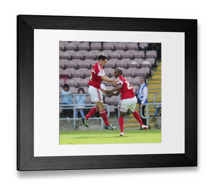 Framed Print : Bristol City: Elliott and Cunningham's Thrilling Goal Celebration vs. Coventry City, Sky Bet League One, 2013 Framed Print : Bristol City: Elliott and Cunningham's Thrilling Goal Celebration vs. Coventry City, Sky Bet League One, 2013
