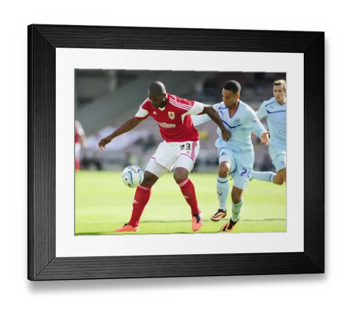 Framed Print : Intense Sky Bet League One Clash: Marlon Harewood Snatches Ball from Jordan Clarke, Bristol City vs Coventry Framed Print : Intense Sky Bet League One Clash: Marlon Harewood Snatches Ball from Jordan Clarke, Bristol City vs Coventry