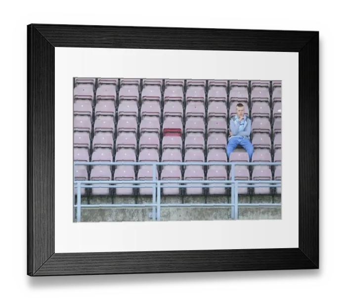 Framed Print : Lone Coventry Fan Amidst the Crowds of Sixfields Stadium during Coventry V Bristol City Match Framed Print : Lone Coventry Fan Amidst the Crowds of Sixfields Stadium during Coventry V Bristol City Match