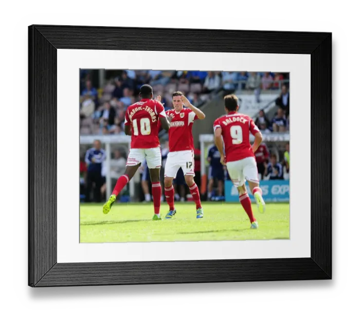 Framed Print : Bristol City's Jay Emmanuel-Thomas and Gregg Cunningham Celebrate Goal vs Coventry City, Sky Bet League One, 2013 Framed Print : Bristol City's Jay Emmanuel-Thomas and Gregg Cunningham Celebrate Goal vs Coventry City, Sky Bet League One, 2013