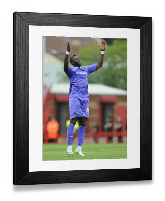 Framed Print : Bakary Sako's Thrilling Goal Celebration: A Memorable Moment at Ashton Gate, Bristol City vs. Wolverhampton Wanderers, 2013