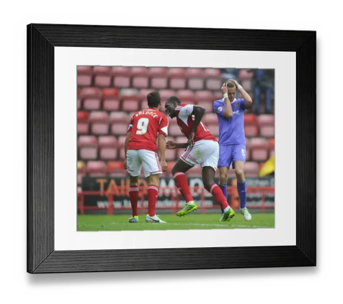 Framed Print : Thrilling Moment: Jay Emmanuel-Thomas's Goal Celebration for Bristol City in Sky Bet League One Match against Wolves, 2013 Framed Print : Thrilling Moment: Jay Emmanuel-Thomas's Goal Celebration for Bristol City in Sky Bet League One Match against Wolves, 2013