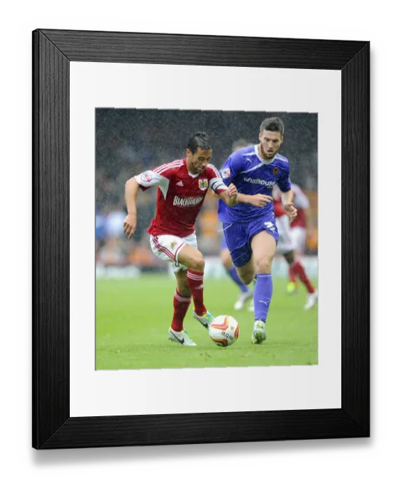 Framed Print : Battling for Supremacy: Sam Baldock vs. Matt Doherty in the Heat of Bristol City vs. Wolves Rivalry