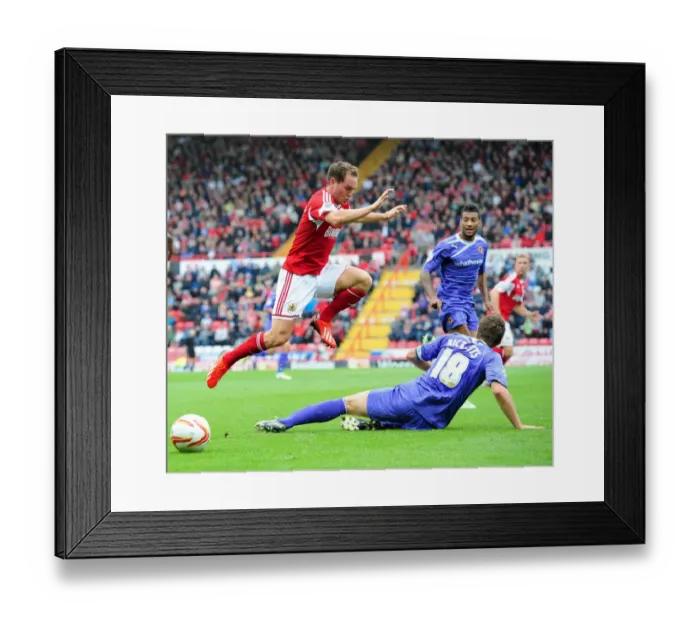 Framed Print : Intense Rivalry: Sam Ricketts vs. David Davis - A Football Showdown at Ashton Gate