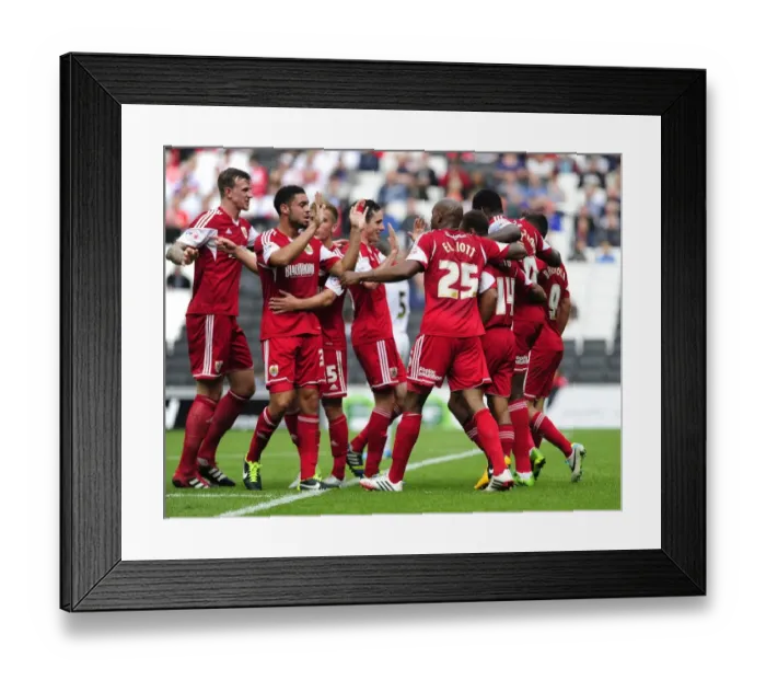 Framed Print : Bristol City's Sam Baldock Scores and Celebrates with Team Mates against Milton Keynes Dons, 2013 Framed Print : Bristol City's Sam Baldock Scores and Celebrates with Team Mates against Milton Keynes Dons, 2013
