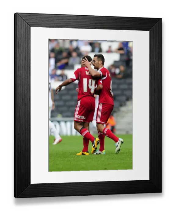 Framed Print : Bristol City's Sam Baldock Scores Dramatic Goal, Assisted by Bobby Reid