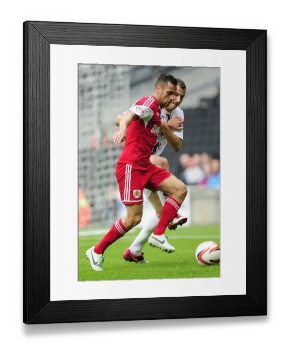 Framed Print : Intense Rivalry: Sam Baldock vs Antony Kay - A Battle for Football Supremacy in Bristol City vs Milton Keynes Dons Framed Print : Intense Rivalry: Sam Baldock vs Antony Kay - A Battle for Football Supremacy in Bristol City vs Milton Keynes Dons
