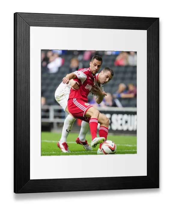 Framed Print : Intense Rivalry: Sam Baldock vs Antony Kay - Battle for Possession in Milton Keynes Derby Framed Print : Intense Rivalry: Sam Baldock vs Antony Kay - Battle for Possession in Milton Keynes Derby