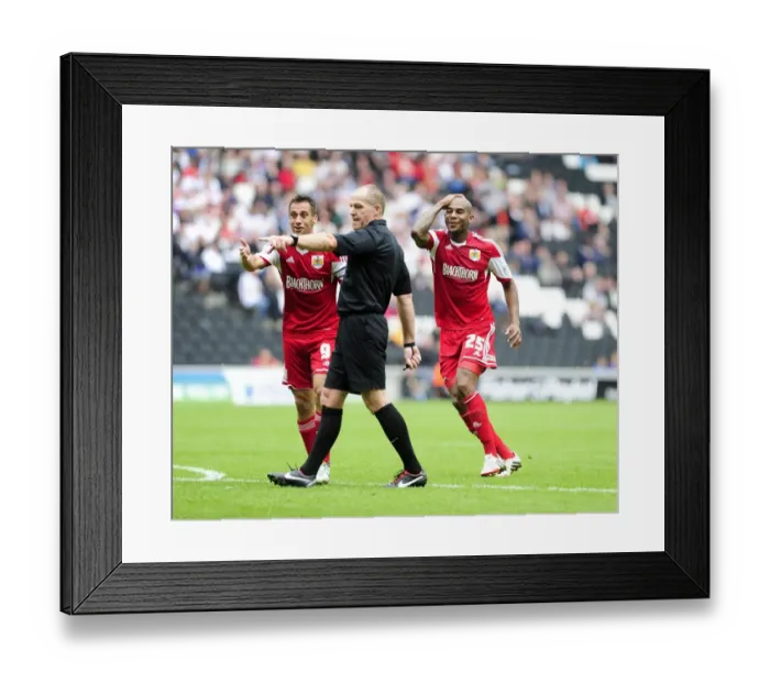 Framed Print : Bristol City's Sam Baldock and Marvin Elliott Protest Penalty Decision Against Milton Keynes Dons, Sky Bet League One, 2013 Framed Print : Bristol City's Sam Baldock and Marvin Elliott Protest Penalty Decision Against Milton Keynes Dons, Sky Bet League One, 2013