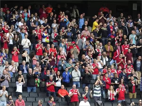 Bristol City Fans in Action at Milton Keynes Dons vs. Bristol City Football Match, Sky Bet League One, 2013