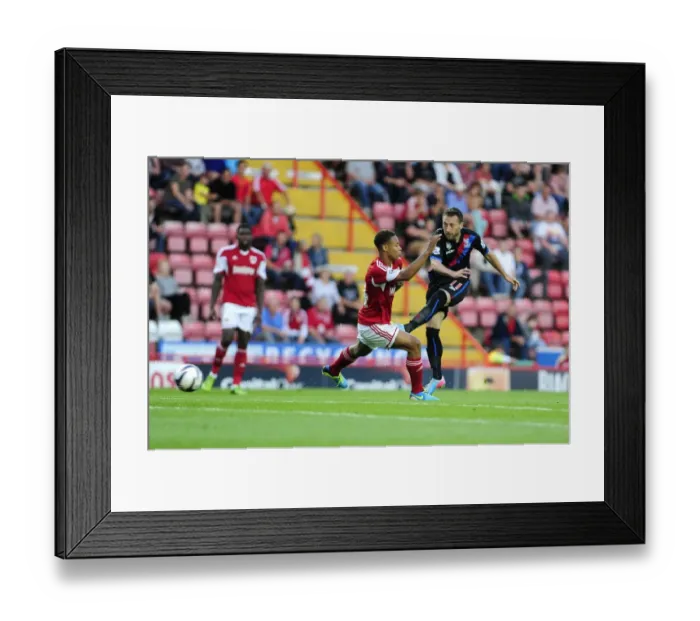 Framed Print : Bristol City vs Crystal Palace: Dobbie's Shot in Capital One Cup Clash at Ashton Gate Framed Print : Bristol City vs Crystal Palace: Dobbie's Shot in Capital One Cup Clash at Ashton Gate