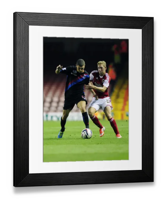 Framed Print : Bristol City vs Crystal Palace: Wagstaff vs O'Keefe Clash in Capital One Cup Match, August 2013 Framed Print : Bristol City vs Crystal Palace: Wagstaff vs O'Keefe Clash in Capital One Cup Match, August 2013