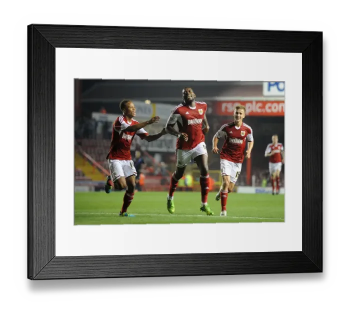 Framed Print : Bristol City's Jay Emmanuel-Thomas and Bobby Reid Celebrate Goal vs Crystal Palace, 2013 Framed Print : Bristol City's Jay Emmanuel-Thomas and Bobby Reid Celebrate Goal vs Crystal Palace, 2013