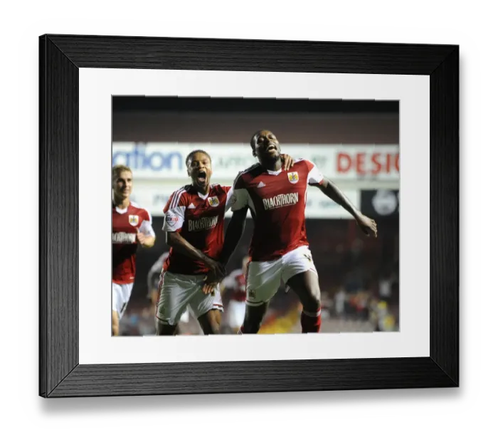 Framed Print : Bristol City's Unforgettable Goal: Emmanuel-Thomas and Reid's Euphoric Celebration (2013) Framed Print : Bristol City's Unforgettable Goal: Emmanuel-Thomas and Reid's Euphoric Celebration (2013)