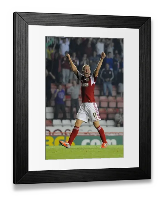 Framed Print : Bristol City's Scott Wagstaff Scores Thrilling Winning Goal Against Crystal Palace in Capital One Cup Framed Print : Bristol City's Scott Wagstaff Scores Thrilling Winning Goal Against Crystal Palace in Capital One Cup