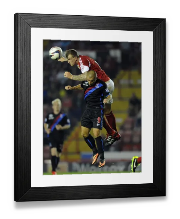 Framed Print : Aden Flint vs. Kevin Phillips: Battle for the High Ball - Bristol City vs. Crystal Palace, 2013