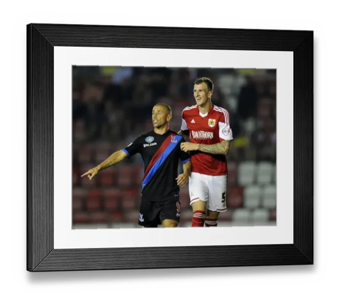 Framed Print : Bristol City vs Crystal Palace: Aden Flint vs Kevin Phillips Clash at Ashton Gate, 2013