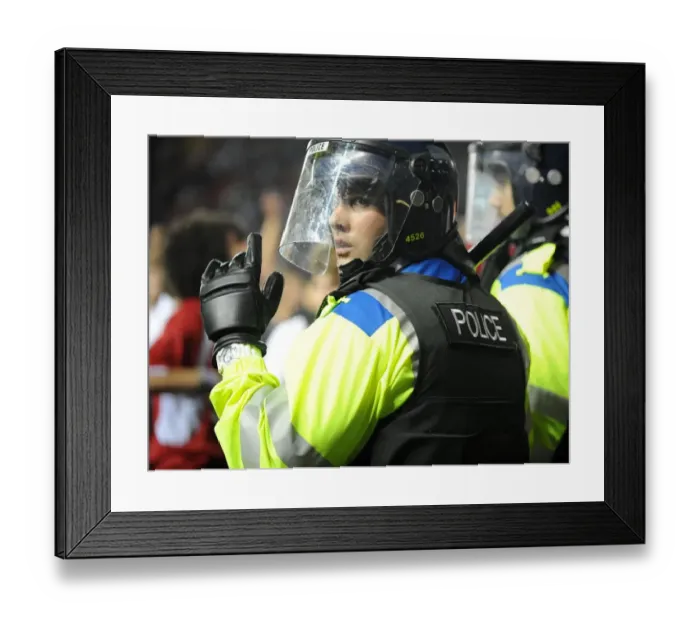 Framed Print : Bristol Derby: Police Keeping Fans Apart During Johnstone Paint Trophy Match Framed Print : Bristol Derby: Police Keeping Fans Apart During Johnstone Paint Trophy Match