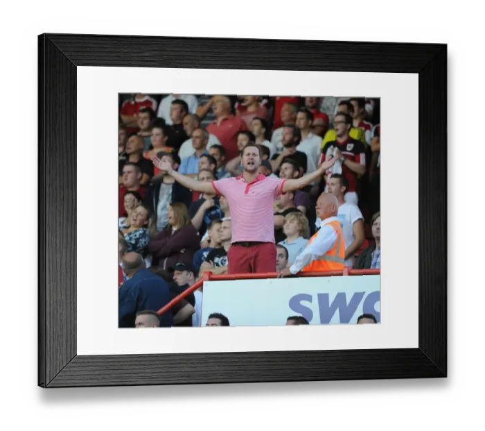 Framed Print : Bristol Derby: Passionate Fan at Ashton Gate during Bristol City vs. Bristol Rovers (Johnstone Paint Trophy 1st Round)