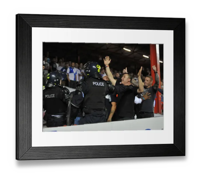 Framed Print : Bristol Derby: Police Intervene Amidst Tensions Between Fans (Bristol City V Bristol Rovers, Johnstone Paint Trophy 1st Round) Framed Print : Bristol Derby: Police Intervene Amidst Tensions Between Fans (Bristol City V Bristol Rovers, Johnstone Paint Trophy 1st Round)