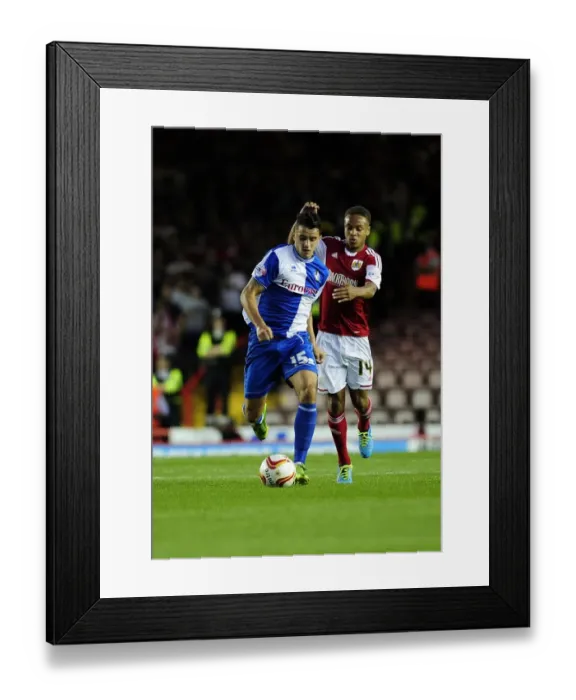 Framed Print : Bristol Derby: Bobby Reid of Bristol City Closes In on Oliver Norburn of Bristol Rovers, Johnstone's Paint Trophy, 2013