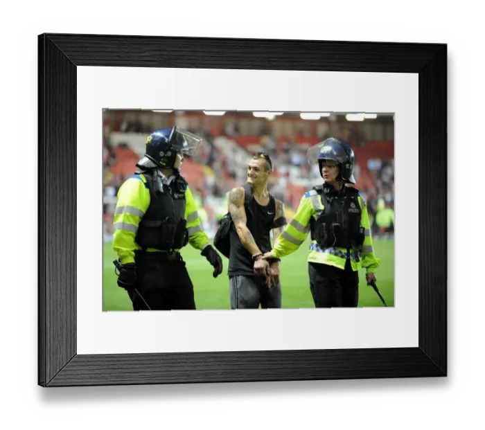 Framed Print : Bristol Derby: Fan Removed by Riot Police at Ashton Gate (Johnstone Paint Trophy First Round) Framed Print : Bristol Derby: Fan Removed by Riot Police at Ashton Gate (Johnstone Paint Trophy First Round)