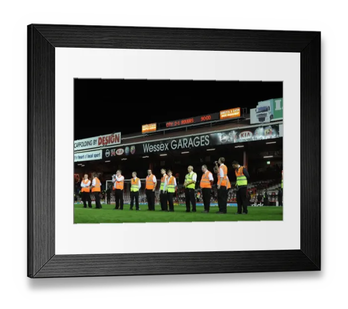 Framed Print : Bristol Derby: Stewards Prepare to Restore Order After Pitch Invasion - Johnstone Paint Trophy First Round, 2013 Framed Print : Bristol Derby: Stewards Prepare to Restore Order After Pitch Invasion - Johnstone Paint Trophy First Round, 2013
