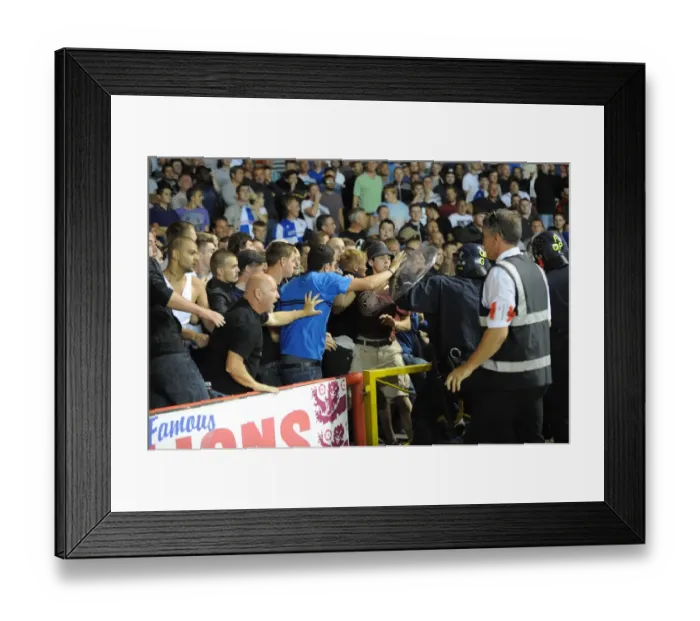 Framed Print : Bristol Derby Clash: Riot Police Intervene Between Fans at Ashton Gate (Johnstone Paint Trophy 1st Round, 2013) Framed Print : Bristol Derby Clash: Riot Police Intervene Between Fans at Ashton Gate (Johnstone Paint Trophy 1st Round, 2013)