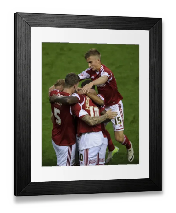 Framed Print : Bristol Derby: Joe Bryan and Jay Emmanuel-Thomas Celebrate First-Half Goal for Bristol City against Bristol Rovers Framed Print : Bristol Derby: Joe Bryan and Jay Emmanuel-Thomas Celebrate First-Half Goal for Bristol City against Bristol Rovers