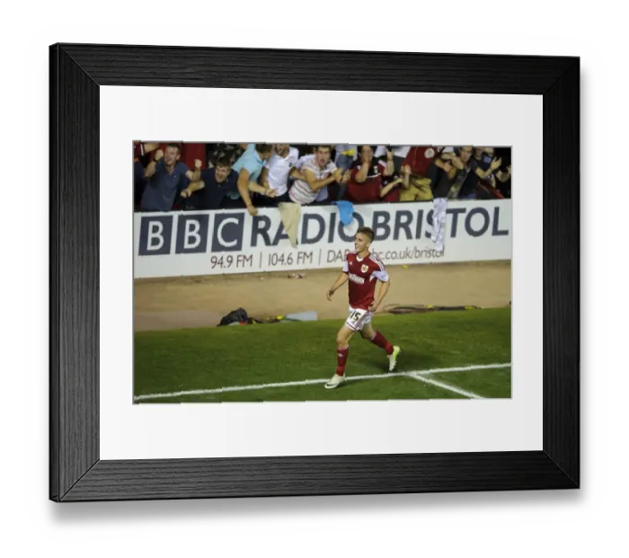 Framed Print : Bristol City's Joe Bryan Scores Game-Winning Goal Against Bristol Rovers in Johnstones Paint Trophy (September 4, 2013)