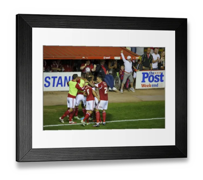 Framed Print : Bristol Derby: Joe Bryan Scores the Goal that Gave Bristol City a 2-1 Lead over Bristol Rovers in the Johnstones Paint Trophy First Round