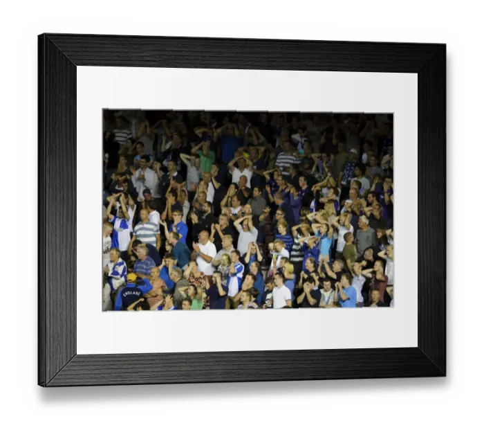 Framed Print : Bristol Derby: Tense Moment as Bristol Rovers Fans React to Narrow Miss by Bristol City in Johnstones Paint Trophy Match