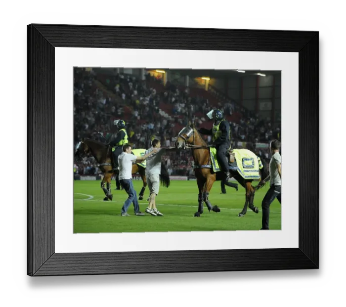 Framed Print : Bristol Derby Chaos: Fan Attacks Police Horse at Ashton Gate Framed Print : Bristol Derby Chaos: Fan Attacks Police Horse at Ashton Gate
