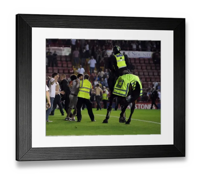 Framed Print : Bristol Derby Chaos: Fan Attacks Police Horse at Ashton Gate Framed Print : Bristol Derby Chaos: Fan Attacks Police Horse at Ashton Gate