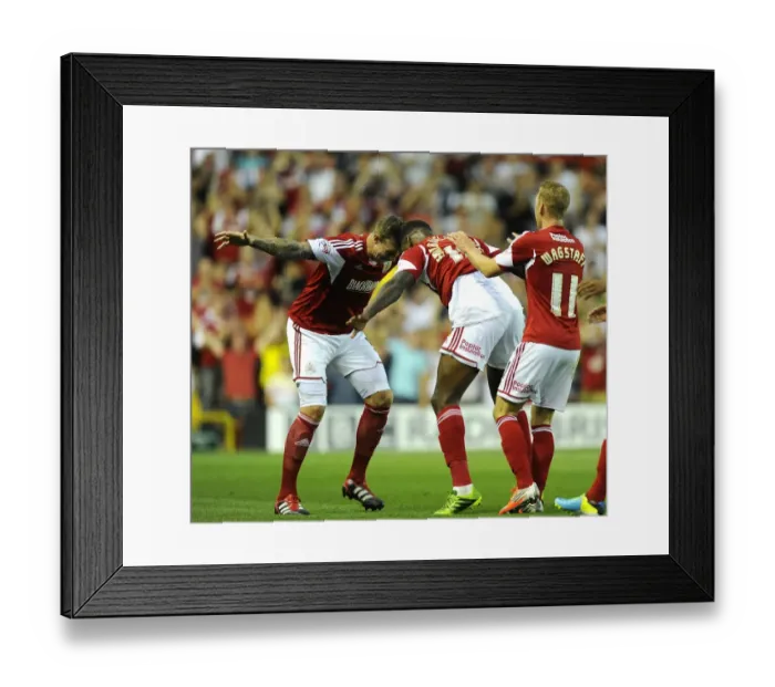 Framed Print : Bristol Derby: Jay Emmanuel-Thomas and Aden Flint Celebrate for Bristol City in Johnstone Paint Trophy Match against Bristol Rovers Framed Print : Bristol Derby: Jay Emmanuel-Thomas and Aden Flint Celebrate for Bristol City in Johnstone Paint Trophy Match against Bristol Rovers