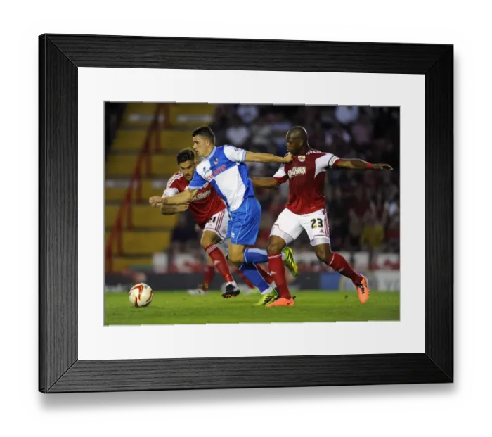 Framed Print : Intense Rivalry: Harewood vs. Norburn in the Bristol Derby (Johnstone's Paint Trophy First Round)