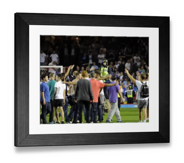 Framed Print : Bristol Derby: Fans Euphoria Disrupted by Police Horses during Bristol City vs. Bristol Rovers (Johnstone Paint Trophy)