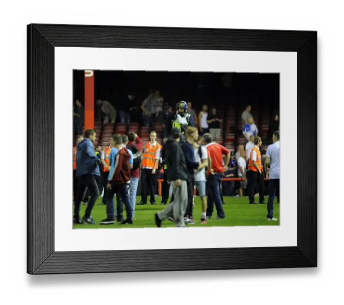 Framed Print : Bristol Derby: Fans Euphoria Disrupted by Police Horses during Bristol City vs. Bristol Rovers (Johnstone Paint Trophy)