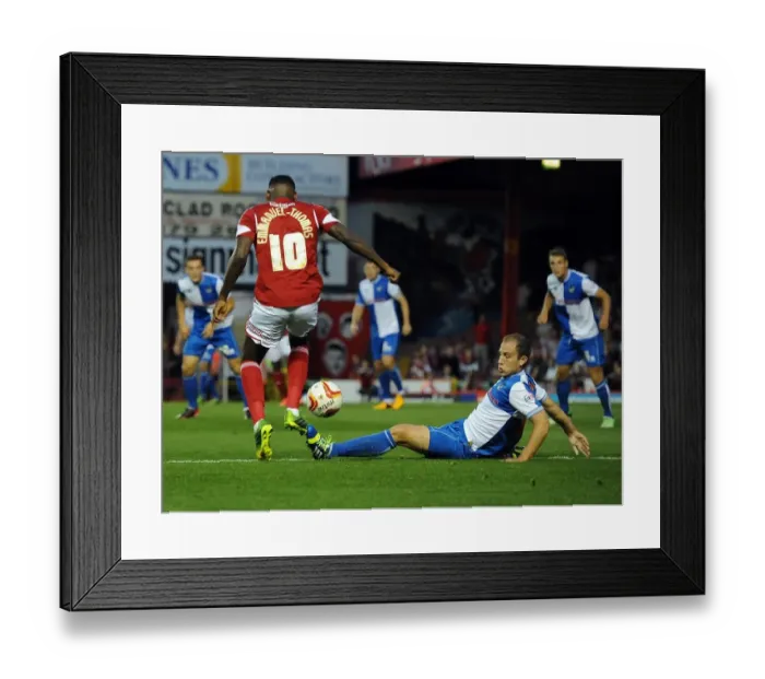 Framed Print : Intense Derby Moment: McChrystal Stops Emmanuel-Thomas (Bristol City vs. Bristol Rovers, Johnstone Paint Trophy) Framed Print : Intense Derby Moment: McChrystal Stops Emmanuel-Thomas (Bristol City vs. Bristol Rovers, Johnstone Paint Trophy)