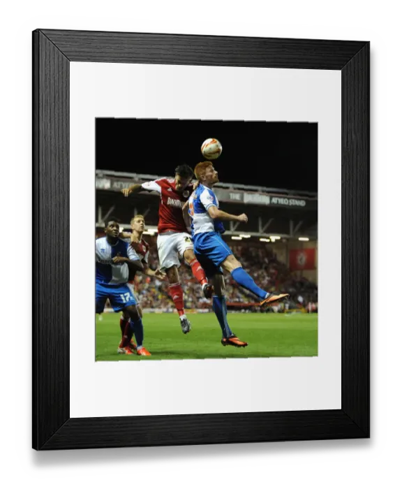 Framed Print : Bristol Derby: Intense Battle for the High Ball between Marlon Pack and Matt Harrold Framed Print : Bristol Derby: Intense Battle for the High Ball between Marlon Pack and Matt Harrold