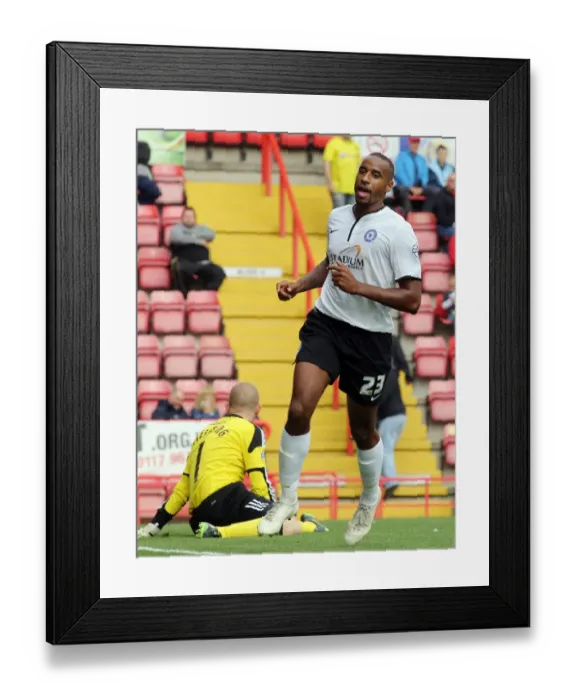 Framed Print : Bristol City vs Peterborough United: Tyrone Barnett's Goal Celebration (September 14, 2013)