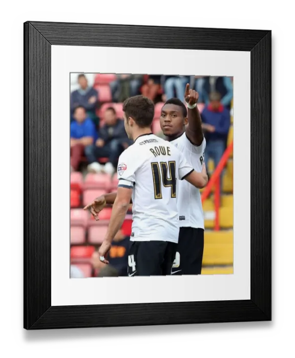 Framed Print : Britt Assombalonga's Thrilling Goal Celebration: Astonishing Moment from Bristol City vs Peterborough United