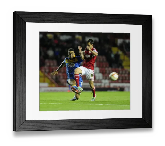 Framed Print : Intense Football Moment: Sam Baldock vs Connor Goldson, Bristol City vs Shrewsbury Town, Sky Bet League One Framed Print : Intense Football Moment: Sam Baldock vs Connor Goldson, Bristol City vs Shrewsbury Town, Sky Bet League One