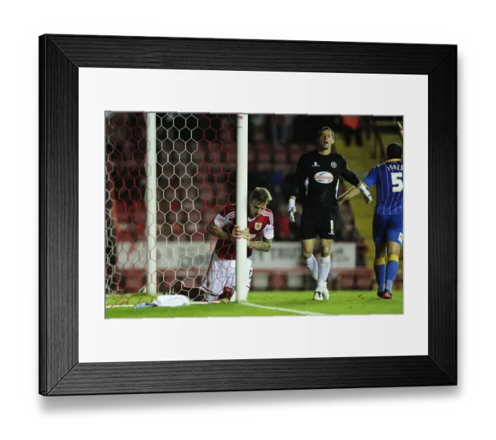 Framed Print : Aden Flint's Missed Opportunity: Bristol City vs Shrewsbury Town, 2013 Framed Print : Aden Flint's Missed Opportunity: Bristol City vs Shrewsbury Town, 2013