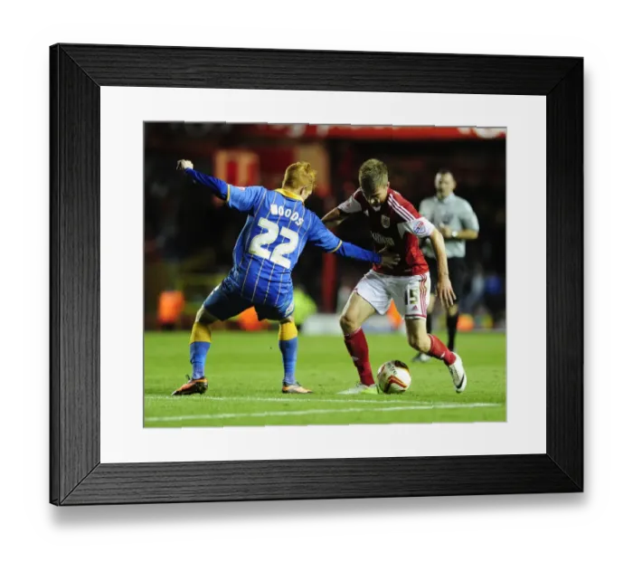 Framed Print : Intense Rivalry: Joe Bryan vs. Ryan Woods - The epic clash at Ashton Gate, Bristol City vs. Shrewsbury Town, Sky Bet League One Framed Print : Intense Rivalry: Joe Bryan vs. Ryan Woods - The epic clash at Ashton Gate, Bristol City vs. Shrewsbury Town, Sky Bet League One