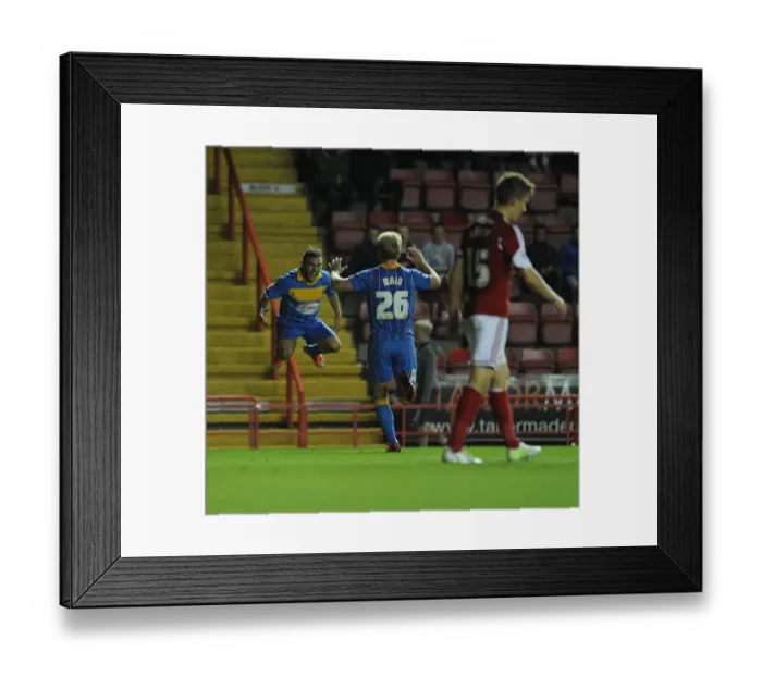 Framed Print : Jon Taylor and Curtis Main Celebrate Shrewsbury Town's First Goal Against Bristol City, Sky Bet League One, 2013