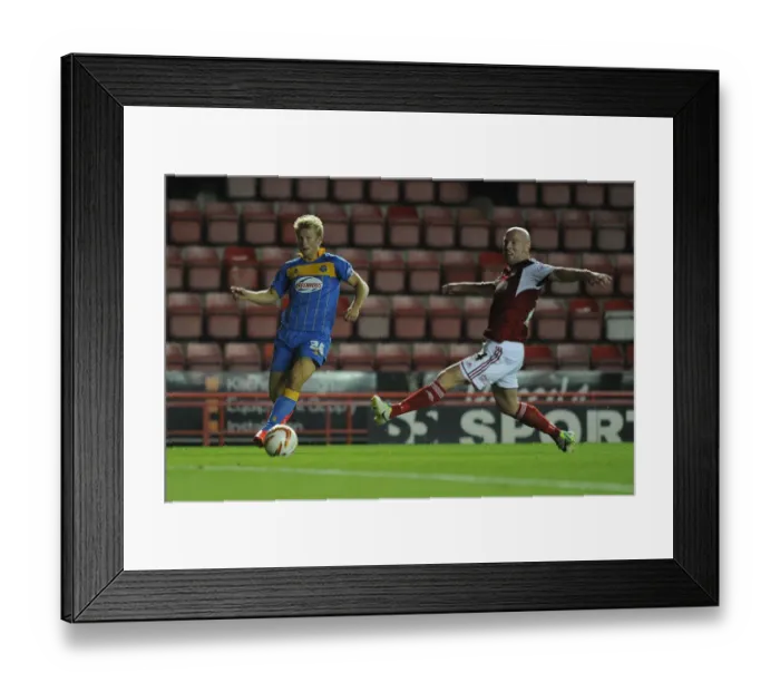 Framed Print : Goal Thrill: Curtis Main and Jon Taylor's Stunning First Goals for Bristol City vs Shrewsbury Town (17 / 09 / 2013)