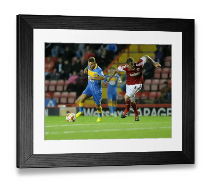 Framed Print : Aden Flint Thwarts Jon Taylor's Attack: Bristol City vs Shrewsbury Town, 2013 Framed Print : Aden Flint Thwarts Jon Taylor's Attack: Bristol City vs Shrewsbury Town, 2013
