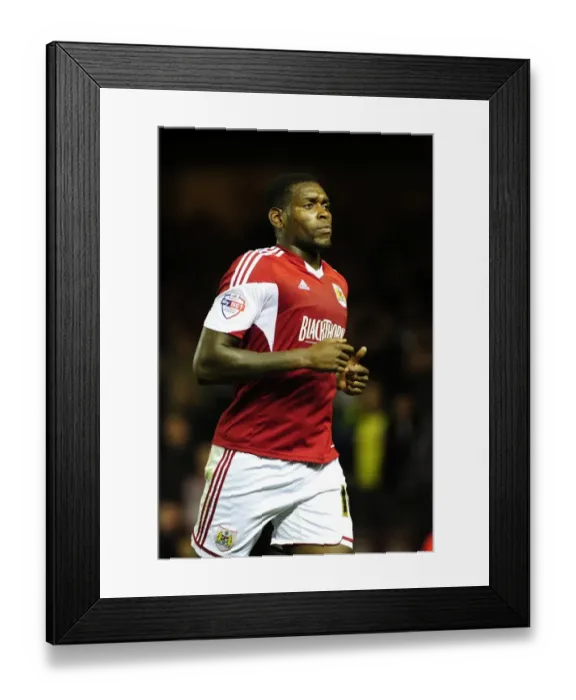 Framed Print : Bristol City's Jay Emmanuel-Thomas in Action Against Shrewsbury Town at Ashton Gate, September 13, 2013 - Football Match